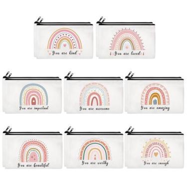 Imagem de Bolsas de maquiagem Yahenda Rainbow Canvas 16 unidades para mulheres