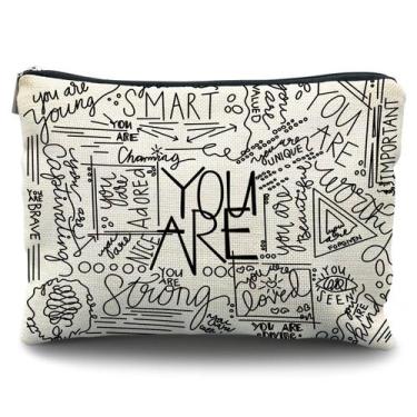 Imagem de Bolsa de maquiagem Likjad Inspirational Canvas para meninas adolescent