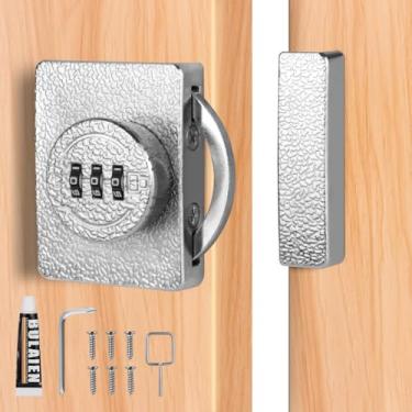 Imagem de Fechadura de armário com combinação sem chave – Fechadura de porta de segurança de 3 dígitos para armários, gavetas e armários | Trava de segurança para crianças e bebês | Fácil instalação (prata)
