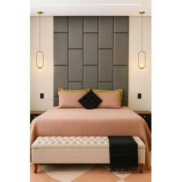 Imagem de Cabeceira Dominó Em Módulos Estofados 2,40x1,60 Várias Cores - CasaBel