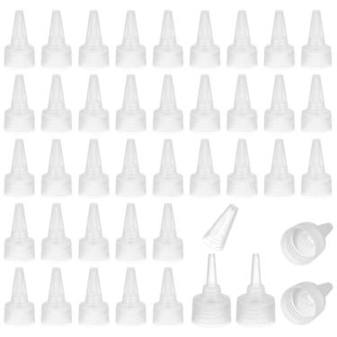 Imagem de PATIKIL 24/410 tampas de torção, 100 peças de tampas de substituição de garrafa de plástico com junta de espuma para tampas de tinta, distribuição de cola, artesanato faça você mesmo, transparente