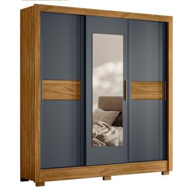 Imagem de Guarda Roupa Casal 3p Espelho 202 Cm Bahamas Freijo Cinza Moval