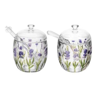 Imagem de Açucareiro e Meleira Lavanda 250ml com Colher – Vidro Elegante para Açúcar, Mel e Geleias
