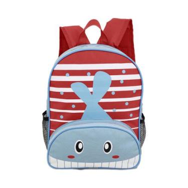 Imagem de Mochila Escolar Infantil Baleia 12L Unissex com Bolsos Grandes Resiste