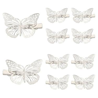 Imagem de SOFPLATE 1 caixa 12 peças 2 estilos de grampos de cabelo borboleta metal grampo de cabelo borboleta pequeno prata oco vintage retrô grampos de cabelo para a esquerda e direita acessórios para