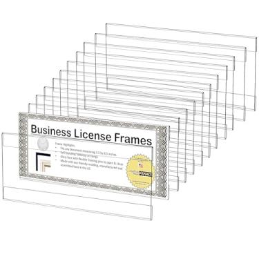 Imagem de Moldura de licença comercial, pacote com 12, 10 x 25 cm, acrílico transparente, cosmetologia, suporte para parede, certificado de licença para restaurantes, escritório, escola, para exibir documentos