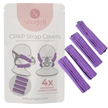Imagem de Snugell Capas de alça de arnês CPAP (pacote com 4) - Roxo - Almofadas universais de máscara CPAP - Tecido de lã macia para reduzir a pressão e melhorar o conforto - Perfeito para melhorar a qualidade