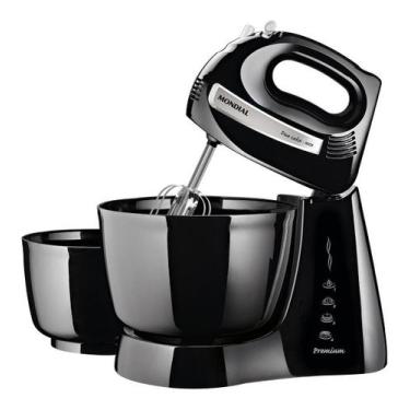 Imagem de Batedeira com pedestal Mondial Premium Due Cake Inox B-04 NP preta 220