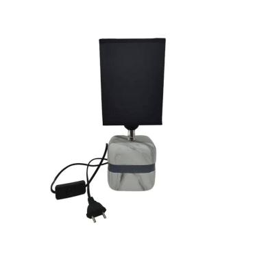 Imagem de Abajur Preto Com Base De Cerâmica Carrara 30X12,5Cm