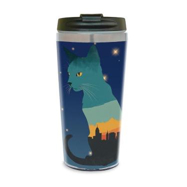 Imagem de Copo Térmico de Gato Lua Cheia 450 Ml Inox.