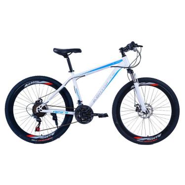 Imagem de Bicicleta Aro 26 Bike 21V Freio a Disco Aço Carbono Summit Branco Azul WCT FITNESS