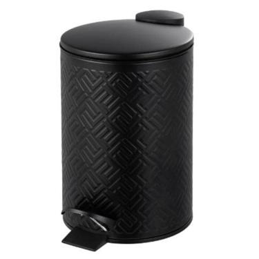 Imagem de Lixeira de Metal Preta Paramount 5 Litros com Pedal e Cesto