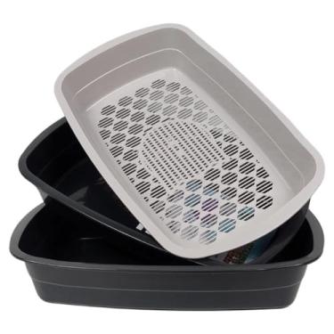 Imagem de Caixa de Areia Higiênica 3 em 1 Para Gatos Com Peneira Reforçada (Preto)