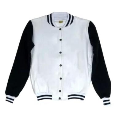 Imagem de Jaqueta College Branco e Preto Moletom Blusa - Criativa Urbana, G