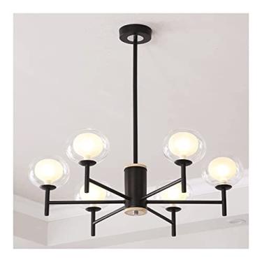 Imagem de Lustre Globo de Vidro Lustre de meados do século Luz Pingente de Metal Hastes Ajustáveis Luminária Pendurada para Fazenda Sala de Jantar Quarto Cozinha Sala de Estar Hall de Entrada (
