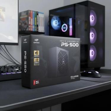 Imagem de Fonte ATX C3Tech PS500BK 500W Real Bivolt Silenciosa para PC Gamer