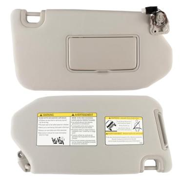 Imagem de Viseira de sol cinza esquerda e direita com luz compatível com Nissan Pathfinder 2013-2018, Infiniti QX60 2014-2017, 2013 JX35 (lado do motorista e passageiro, substitui 96401-9PB0A 96400-9PB0A) cinza