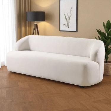 Imagem de Sofá Fixo Noah 3 Lugares Luxo 1,80m Castellar Móbile Veludo Bege Claro