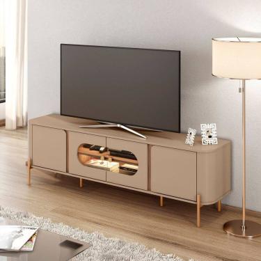 Imagem de Rack para Tv 75 Polegadas com Led Bordas Arredondadas Juquehy Cinza/Carvalho