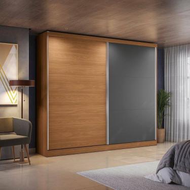 Imagem de Guarda-roupa 2 Portas de Correr e 4 Gavetas Dormitorio Bigger Lo Canela/Grafite