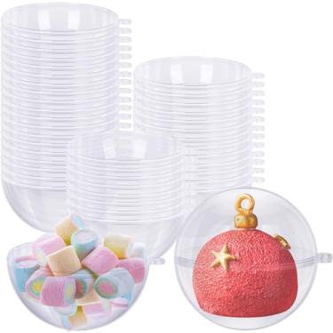Imagem de Ashmacdo 30 peças de cúpula de doces transparente de 5 cm de plástico meia bola, porta-doces, cúpulas coqueteleiras, para fazer cartões, artesanato de papel, caixa DIY (capas de círculo pequeno, P)