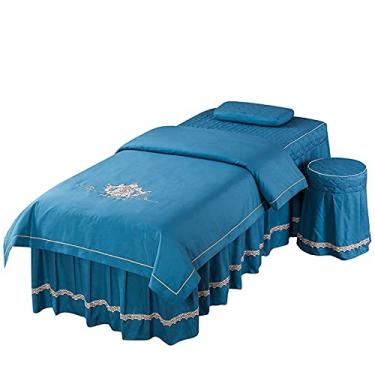 Imagem de 4 peças estilo europeu salão de beleza massagem corporal capa de cama fisioterapia massagem shampoo capa de cama de massagem (azul 60 * 180 cm)