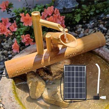Imagem de Fonte de água de bambu de energia solar, fonte de água Feng Shui Zen com bomba, bambu natural suave e resistente a rachaduras, fácil instalação em lagoa ou jardim, 90 cm, criatividade (35 cm)
