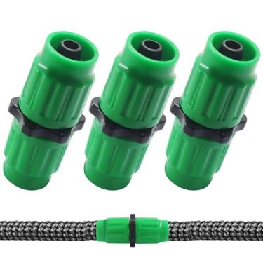 Imagem de Moicstiy Conjunto de 3 conjuntos de kit de reparo de mangueira de jardim expansível, conectores machos fêmeas de mangueira de canal duplo adequados para encaixe de mangueira de jardim de 0,9 cm ou 1,5