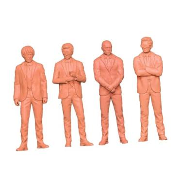 Imagem de Esquirla 4x Miniatura Homem Uniforme Modelo Empresário Figura Modelo Decoração de Mesa Artesanato DIY Pessoas Pequenas brinquedo para Jardim de Fadas, 2cm