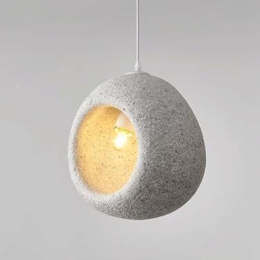 Imagem de YQSLQZZ Luminária pendente vintage para casa de fazenda, lustre de sala de jantar de resina estilo Wabi-sabi, iluminação decorativa acima da pia da mesa de jantar, luzes de teto suspensas, para ilha