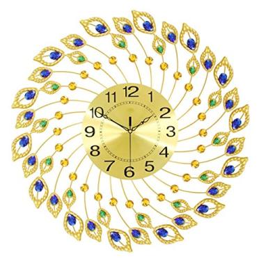 Imagem de ZYHSIJOBAS Relógio, relógio de luxo leve sala de estar arte de ferro relógio decorativo criativo relógio de quartzo moderno