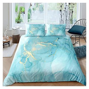 Imagem de Conjunto de cama tie dye colorido mármore adolescente roupa de cama aquarela pastel? Conjunto de cama infantil abstrata mármore 3 peças de colcha feminina brilhante capa de edredom casal (cor