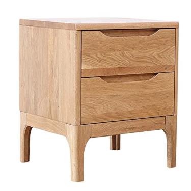 Imagem de Mesa de cabeceira de madeira com 2 gavetas, mesa de cabeceira moderna para quarto ou mesas de canto de meados do século para sala de estar