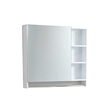 Imagem de Armário suspenso com espelho montado na parede Armário de espelho com armazenamento de prateleiras adequado para banheiro banheiro banheiro estilo simples (tamanho: 100 cm/39,4 polegadas)