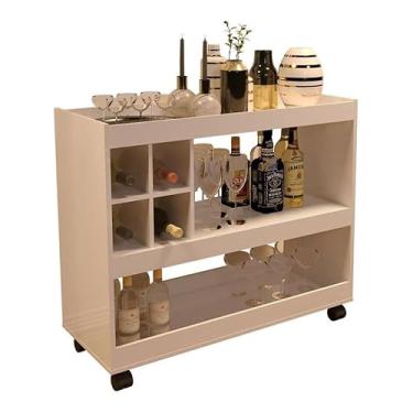 Imagem de Aparador Bar Buffet Para Sala Com Adega E Rodízios 4050 (Perola)