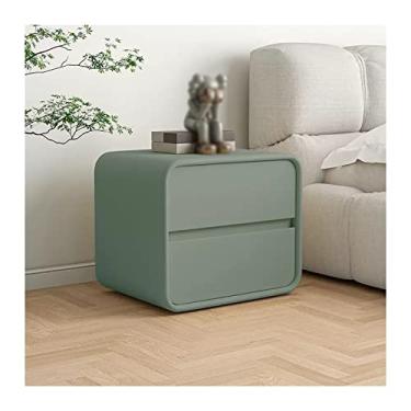 Imagem de Mesa de cabeceira verde, mesa de cabeceira moderna de couro de microfibra com 2 gavetas, mesa lateral de sofá de madeira para quarto, sala de estar, corredor, mesa de cabeceira 47 cm A (tamanho ()