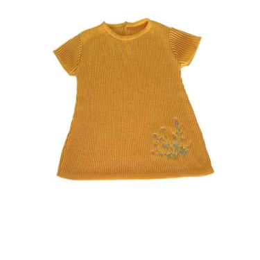 Imagem de Vestido para Bebê até 12 meses de Tricô Bordado - Kowak Baby, Amarelo
