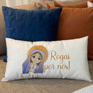Imagem de Almofada Baguete 50 Cm X 30 Bordada Com Enchimento Nossa Senhora - Cas
