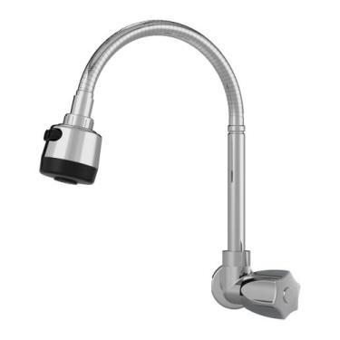 Imagem de Torneira Cromada Cozinha Parede 1/4 De Volta Gourmet 1167 C50 - REAL, 