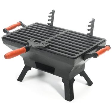 Imagem de Mini Churrasqueira a Carvão Portátil de Ferro Fundido Serve 2 Porções, SUNGMOR, Preto