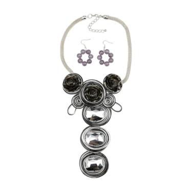 Imagem de Conjunto de brincos com pingente de cristal grande para mulheres, festivais de flores, cor dourada, corrente de metal, joia étnica tribal, middle, Acrílico Resina Cristal, Sem Pedra Preciosa