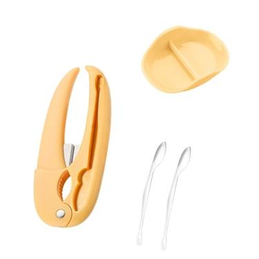 Imagem de AFXGUSD Conjunto de Quebra-caranguejos Multifuncionais para Descascar Caranguejos, Estabilidade, Conforto, Fácil de Usar com Garfo E Prato, Adequado para Cozi, Amarelo Quente, Tamanho real