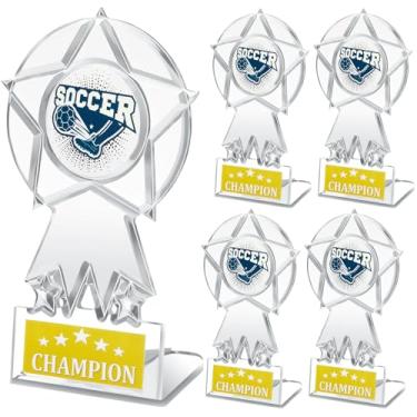 Imagem de Fiwochic Conjunto de troféus campeão de 16 peças - prêmios e prêmios de vencedor de acrílico transparente para competições esportivas, presentes de lembrança e decorações (futebol)