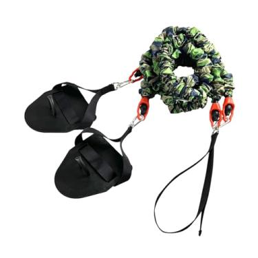 Imagem de Aymzbd Faixa Elástica de Resistência para Natação, Cabo de Alimentação, Elástico, com Pás de Mão, Cabo Elástico para Exercícios de Força de Braço, Treinador, Verde 30 Libras