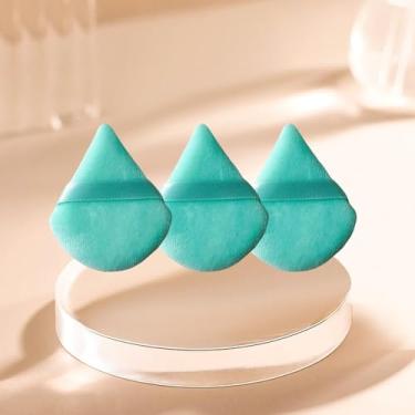 Imagem de Conjunto de sopro de pó triângulo macio de 3 peças, puffs de pó para rosto, liquidificadores de maquiagem e esponjas para base, adequado para ferramentas de maquiagem cosmética líquida e creme (verde)