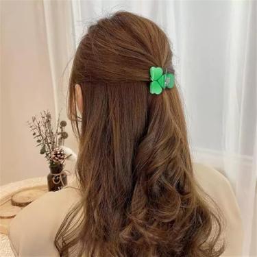 Imagem de Clipes de cabelo trevo de quatro folhas para mulheres, clipes de garra pequenos, presilhas de cabelo com dentes de fileira dupla, clipes de mandíbula antiderrapantes, grampos de mandíbula de fixação