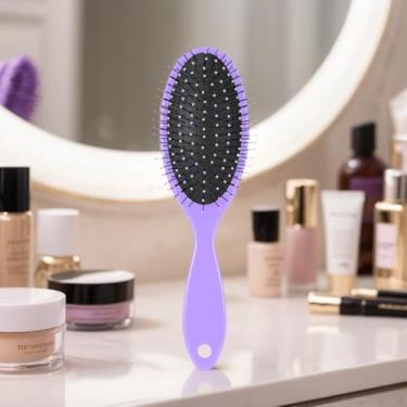 Imagem de Escova de cabelo - Escova desembaraçadora molhada e seca sem emaranhados para mulheres e homens - não embaraça, macia, flexível para cabelos lisos, encaracolados e grossos (roxo)