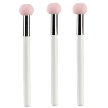 Imagem de Pincel corretivo de esponja de maquiagem de cogumelo, pincel de pó de esponja de base, pincéis de sombra aplicadores de maquiagem para os olhos, 3 peças (rosa)