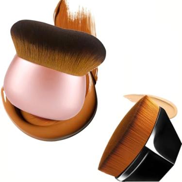 Imagem de Pincel de maquiagem Kabuki autobronzeador extra grande de 75 mm, pacote com 2 para corpo e rosto, pincel hexagonal para base em pó líquido para maquiagem corporal, bronzeador e mousse bronzeadora
