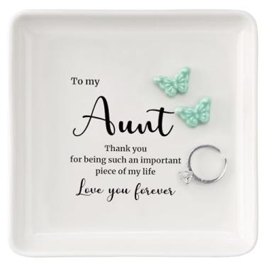 Imagem de HOME SMILE Presentes de tia para o Dia das Mães de Natal - Bandeja de joias - Presentes de aniversário para tia de sobrinha e sobrinha - Obrigado por ser uma peça tão importante